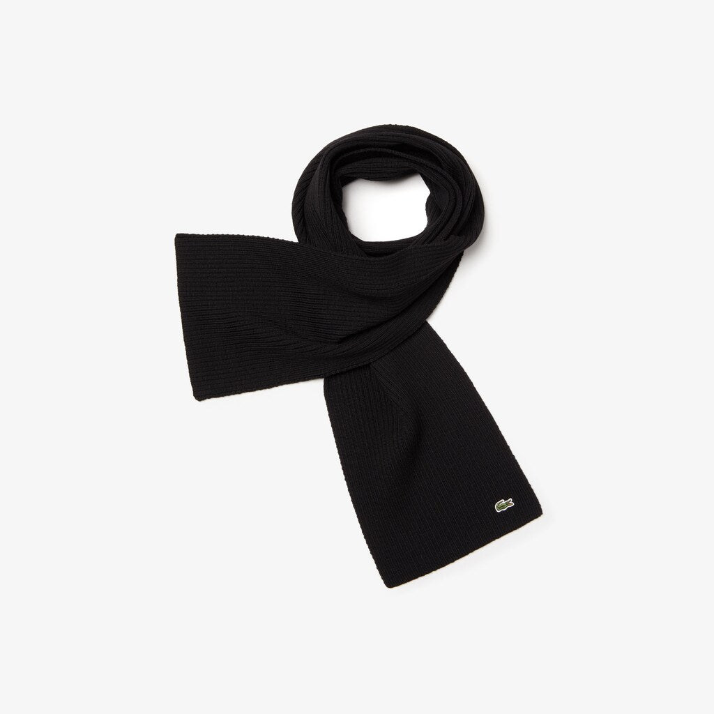 Mens   Ribbed Wool Scarf | Lacoste Black • 031