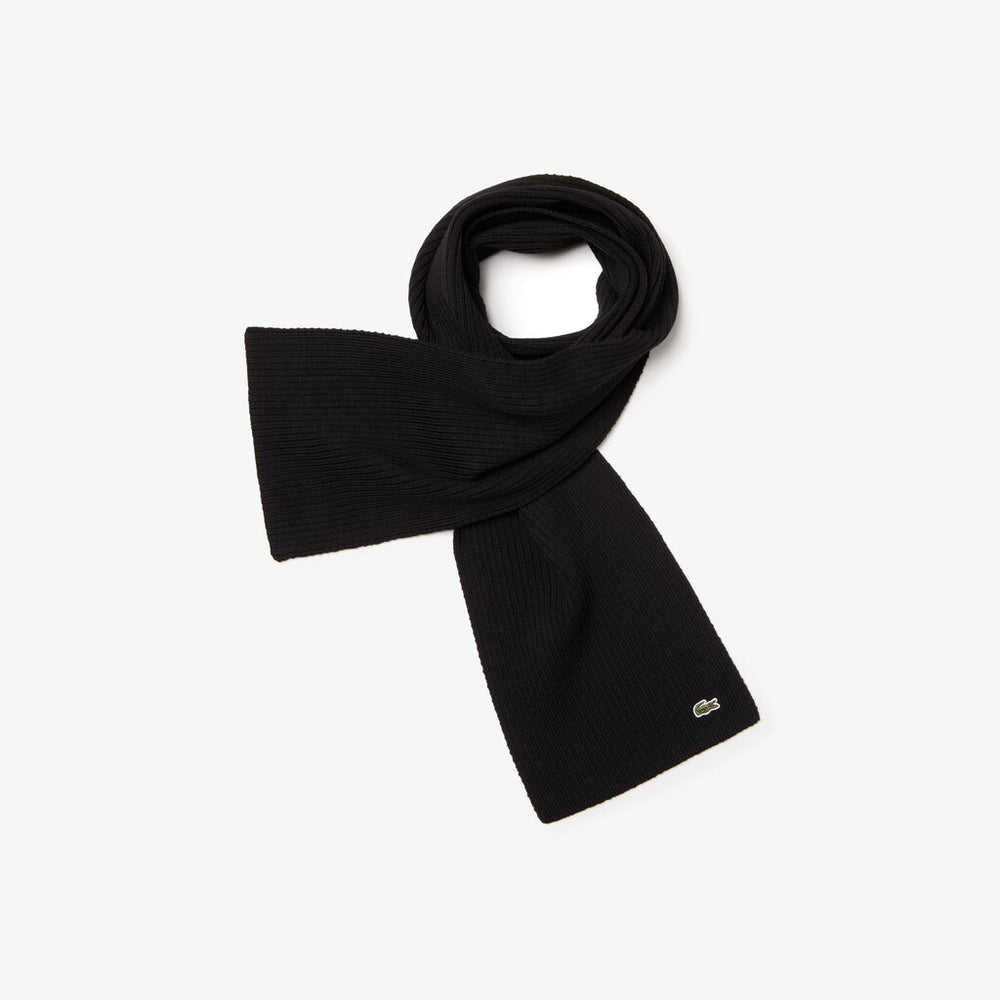 Mens   Ribbed Wool Scarf | Lacoste Black • 031