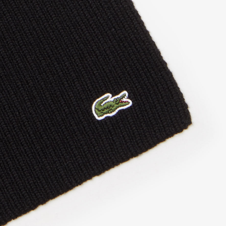 Mens   Ribbed Wool Scarf | Lacoste Black • 031