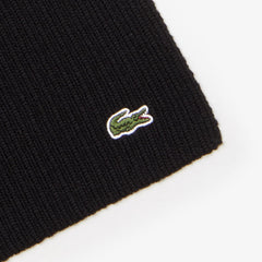 Mens   Ribbed Wool Scarf | Lacoste Black • 031