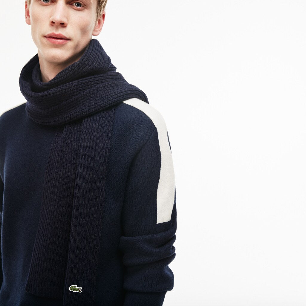 Mens   Ribbed Wool Scarf | Lacoste Black • 031