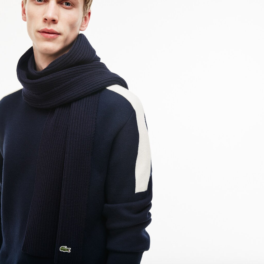 Mens   Ribbed Wool Scarf | Lacoste Black • 031
