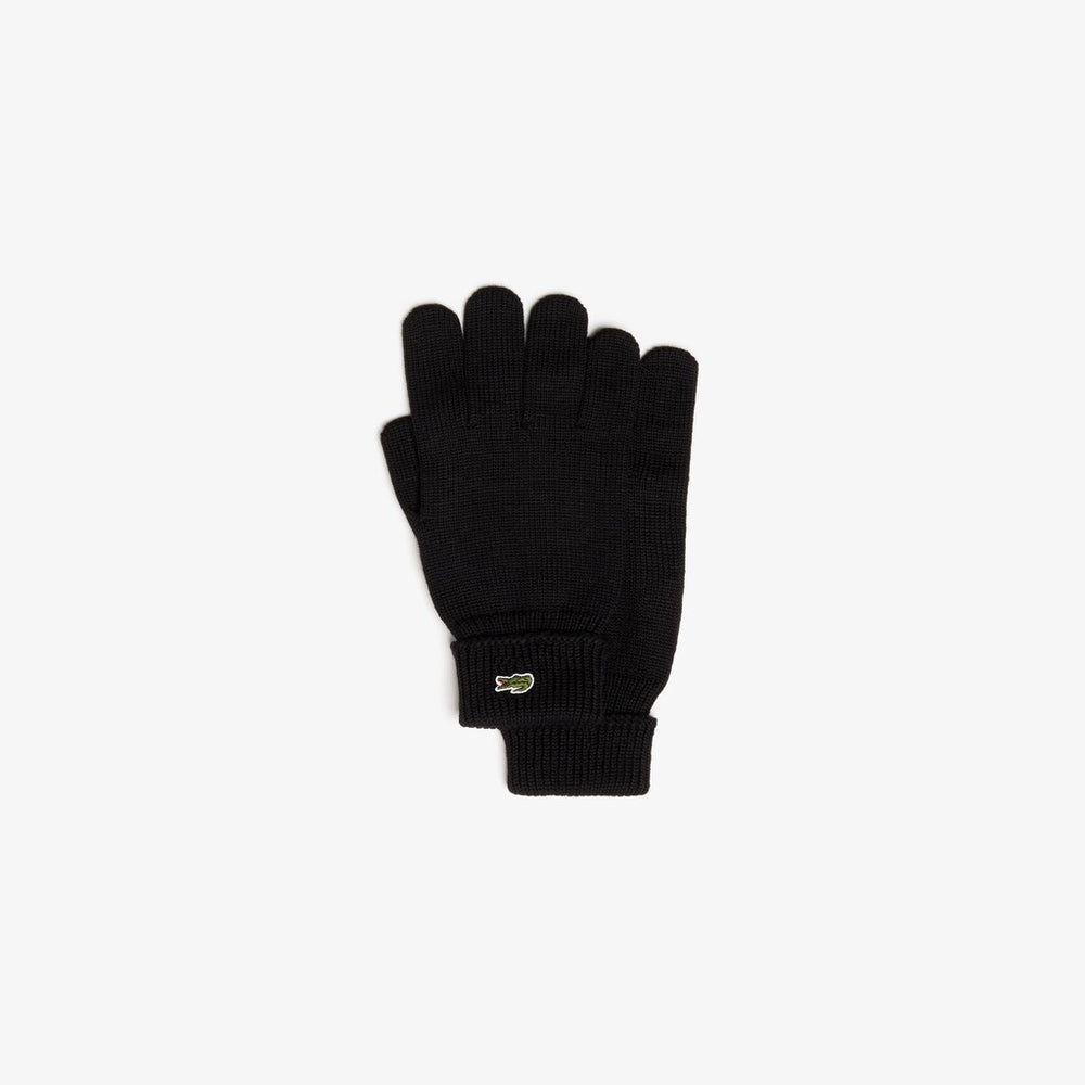 Mens   Ribbed Wool Gloves | Lacoste Black • 031