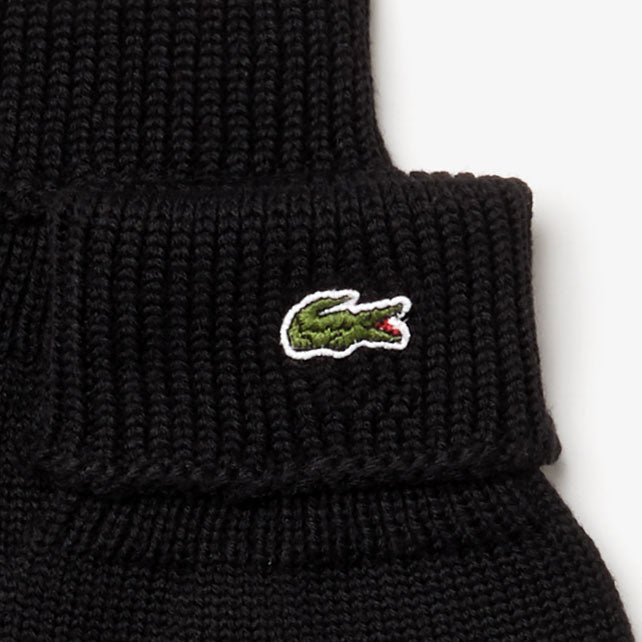 Mens   Ribbed Wool Gloves | Lacoste Black • 031
