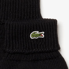 Mens   Ribbed Wool Gloves | Lacoste Black • 031