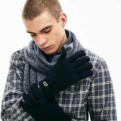Mens   Ribbed Wool Gloves | Lacoste Black • 031