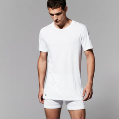 Mens   Cotton 3 Pack Crew Neck T-Shirts | Lacoste White • 100