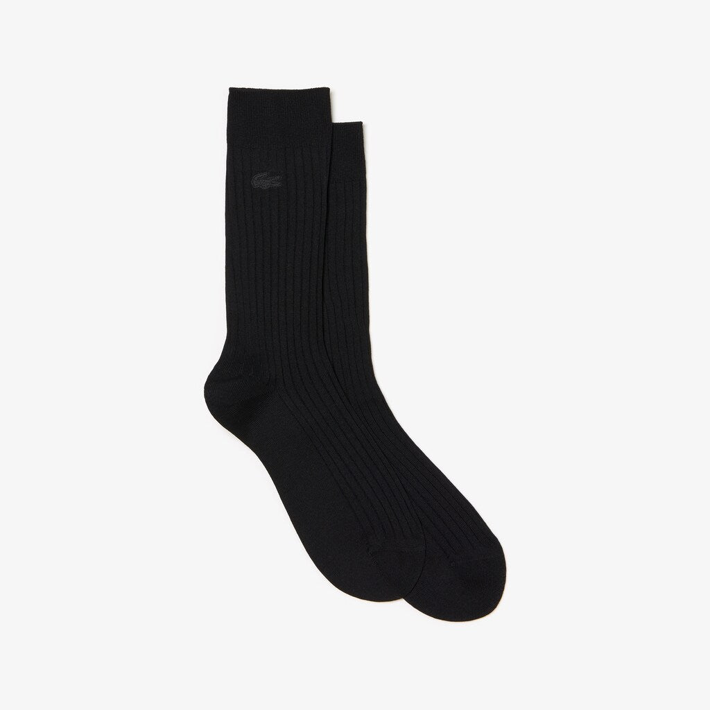 Mens   Ribbed Socks | Lacoste Black • 031