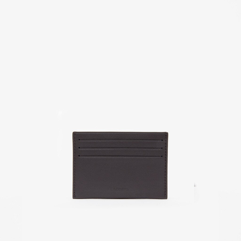 Mens   Leather Card Holder | Lacoste Dark Brown • 028