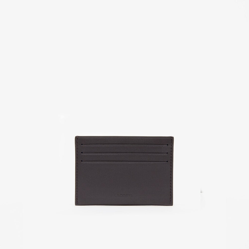 Mens   Leather Card Holder | Lacoste Dark Brown • 028