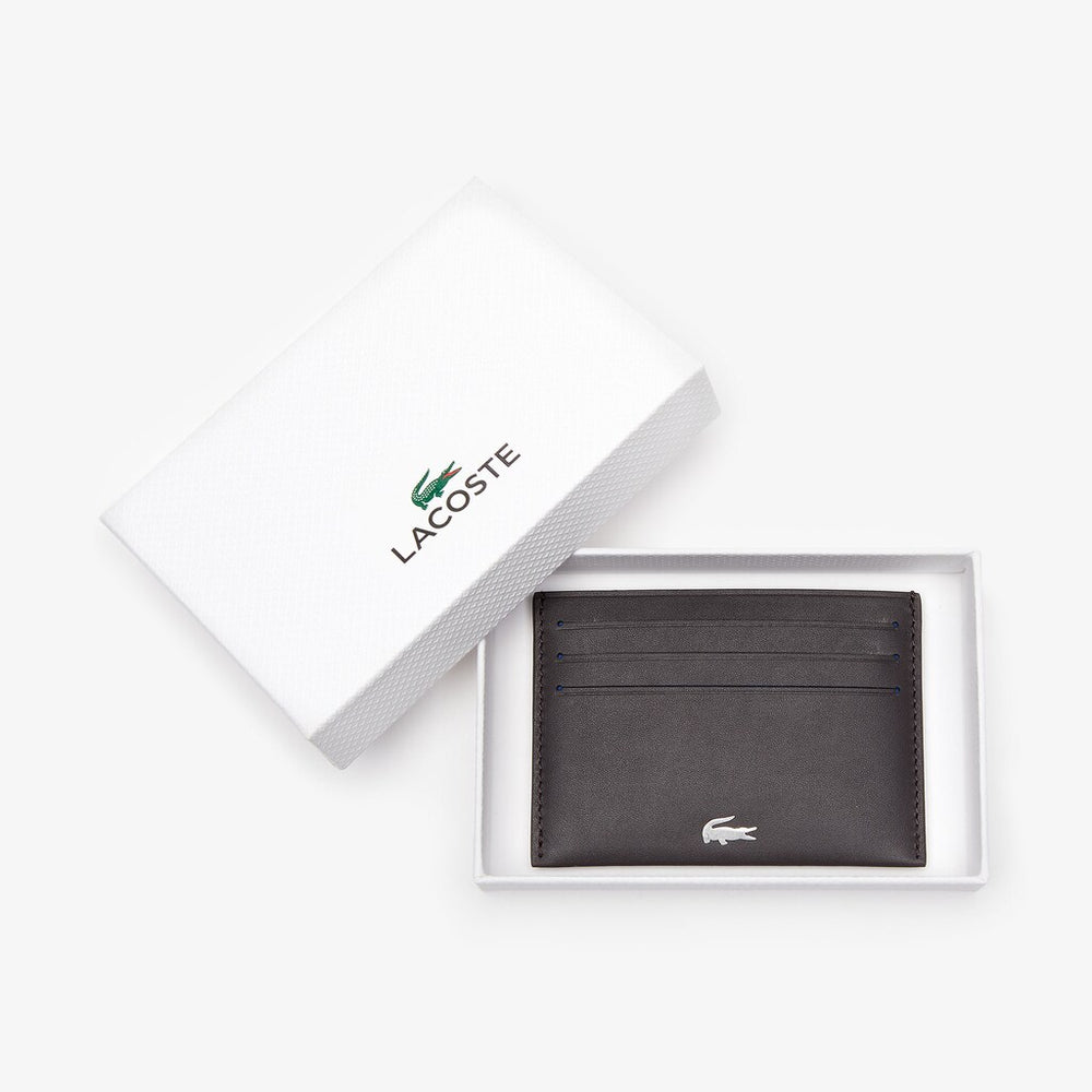 Mens   Leather Card Holder | Lacoste Dark Brown • 028