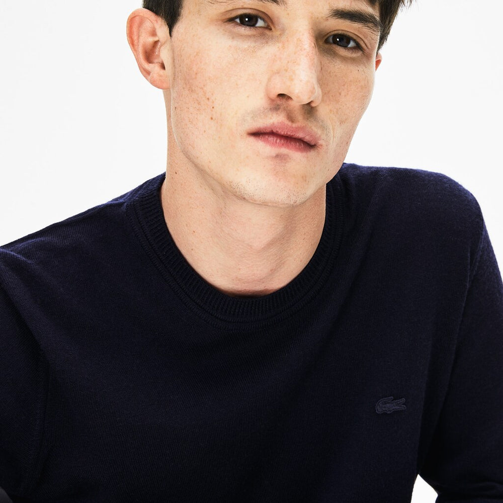 Mens   High Neck Wool Jersey Sweater | Lacoste Navy Blue • 166