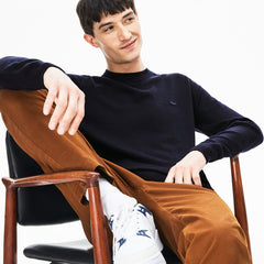 Mens   High Neck Wool Jersey Sweater | Lacoste Navy Blue • 166